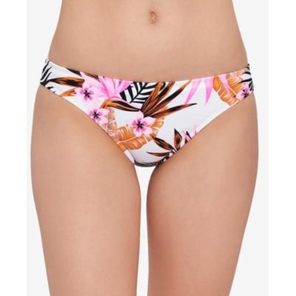 Salt + Cove Tropic Time Printed Cinch-back Bikini Bottoms In White Mult